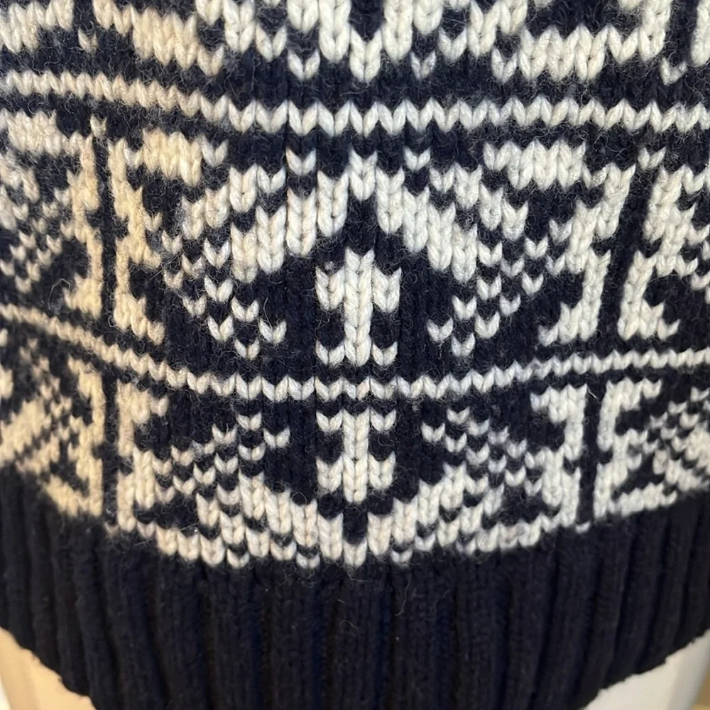 Gap Blue & White Stripe & Fair Isle Shawl Cardigan Wool Blend buttons Size Large